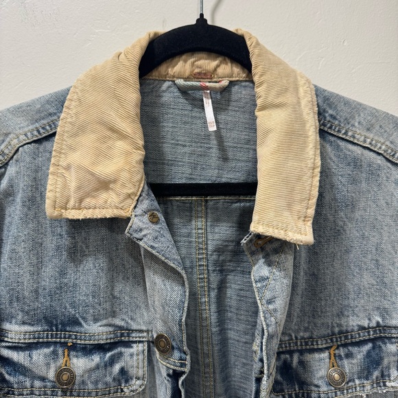 Free People XS/S Sirius Plaid Denim Trucker Shirt Jacket Shacket Bohemian - Picture 7 of 16